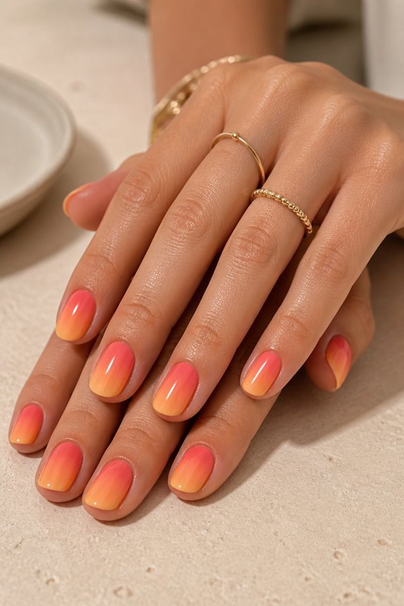 sunset ombre nail art