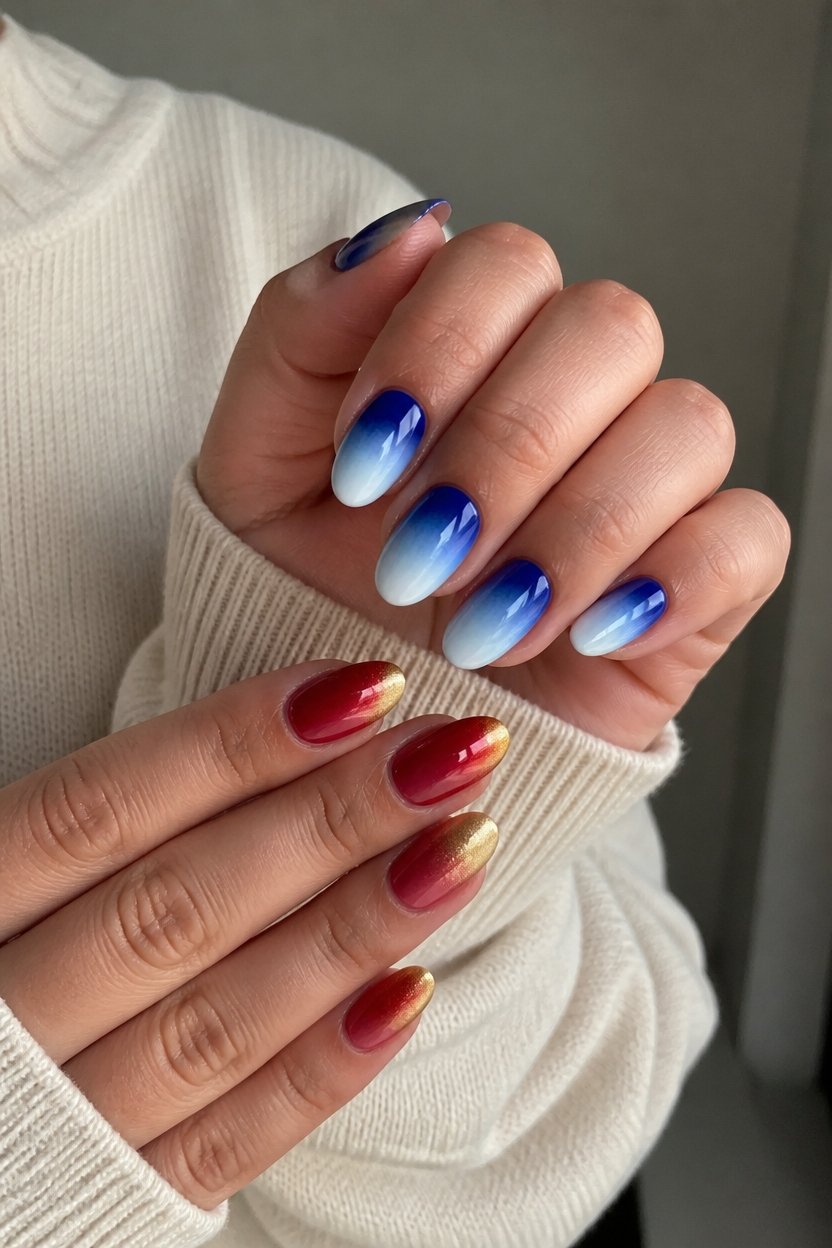 team color gradient nails