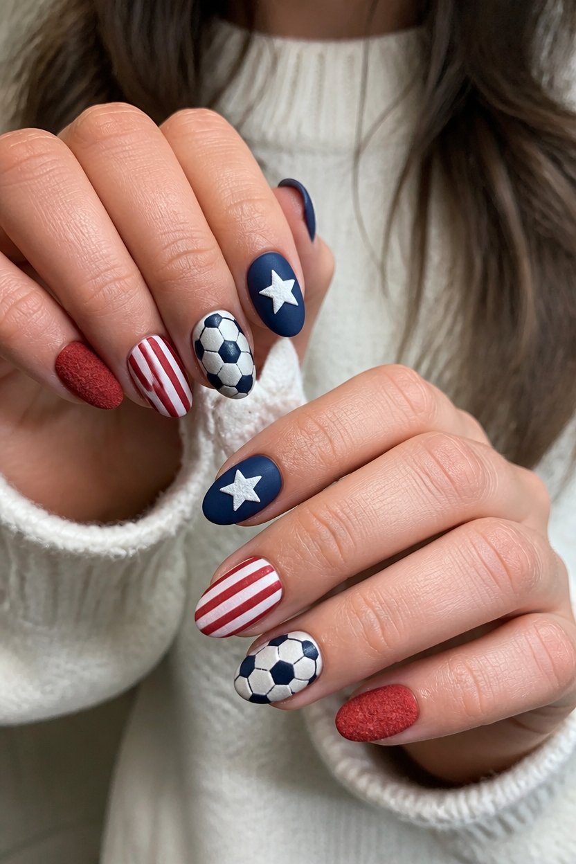 textured patriotic nail designs