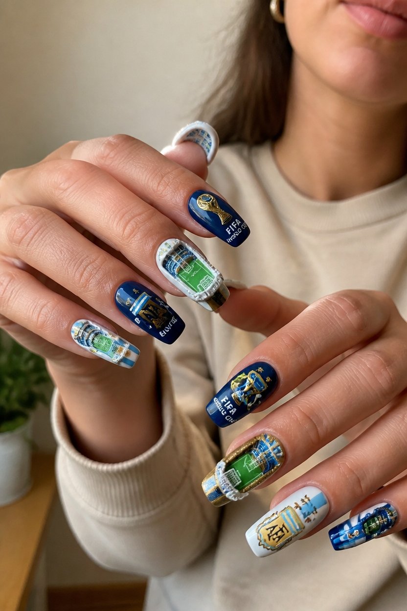 three dimensional stadium nail art