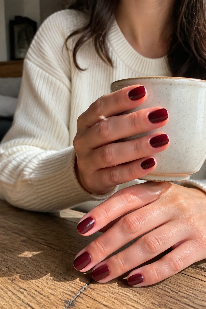 timeless burgundy nail elegance