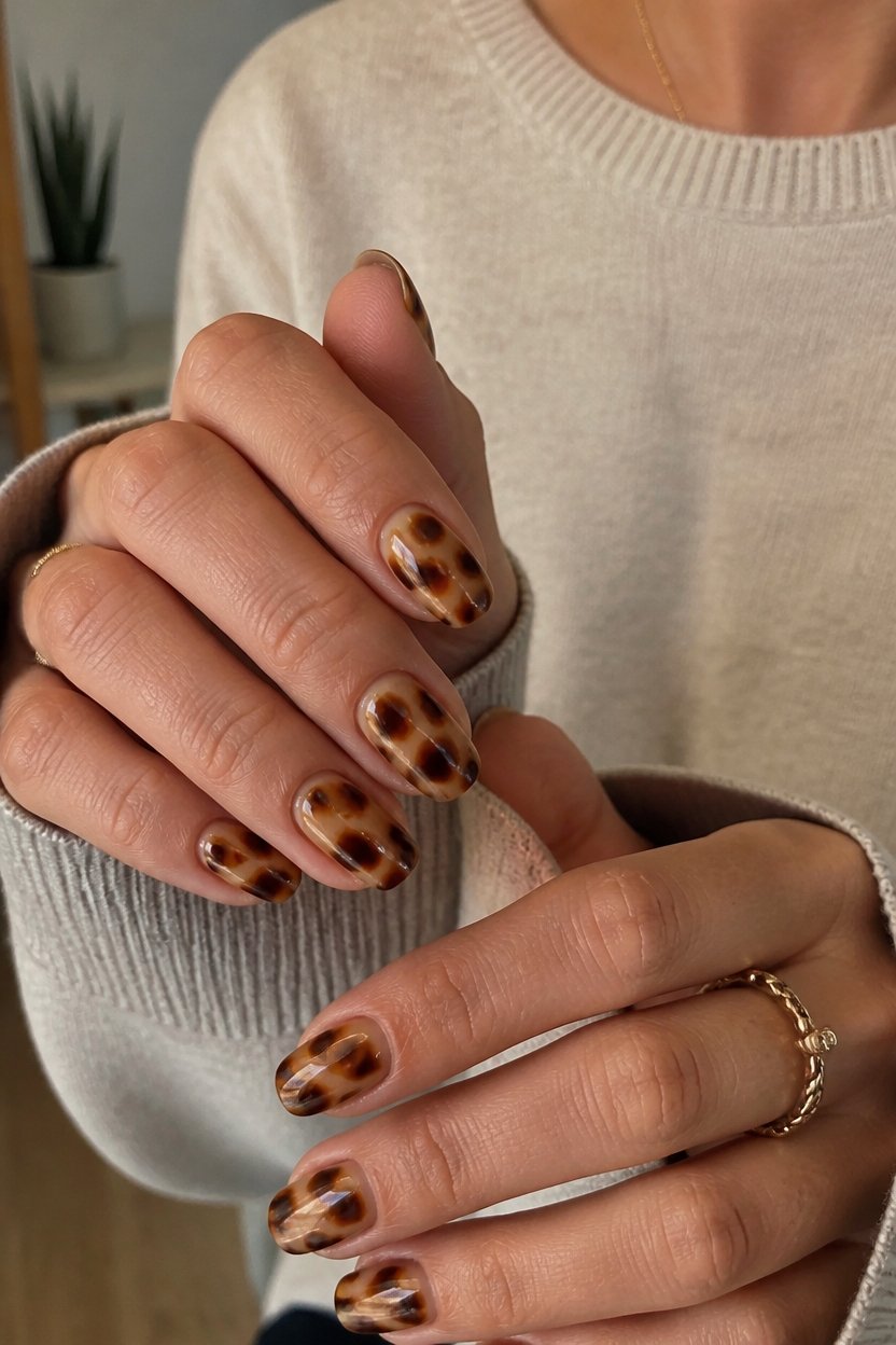 tortoiseshell nails autumn elegance