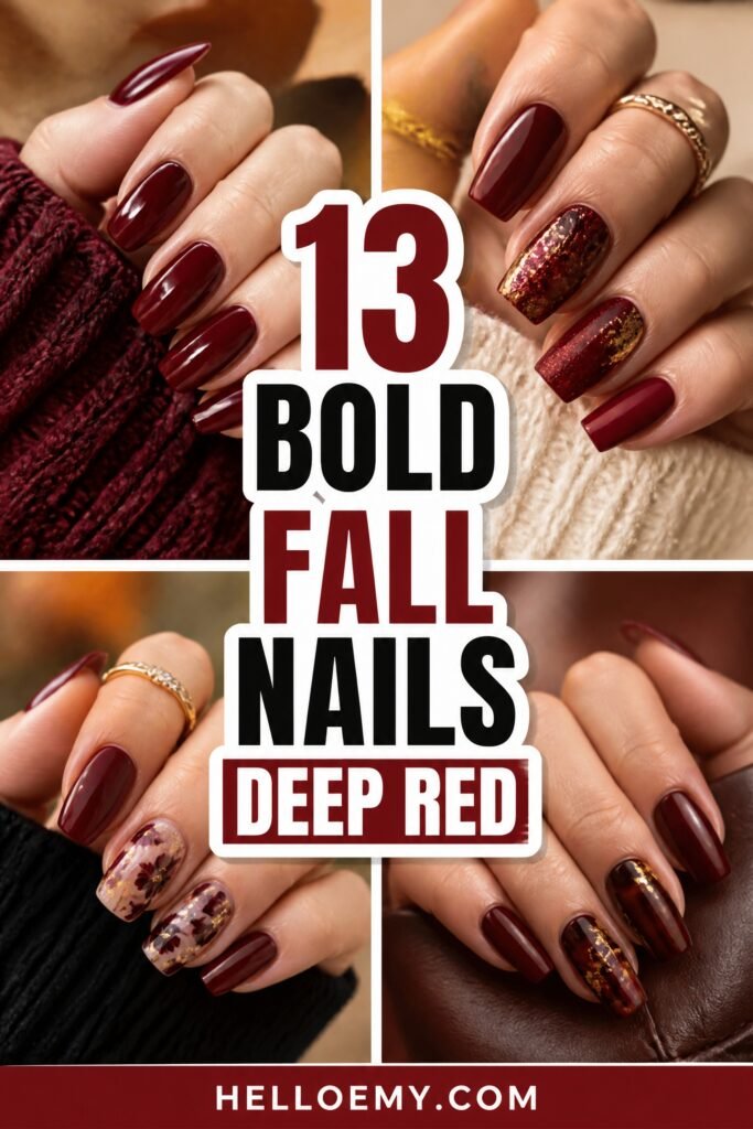 vibrant deep red manicure