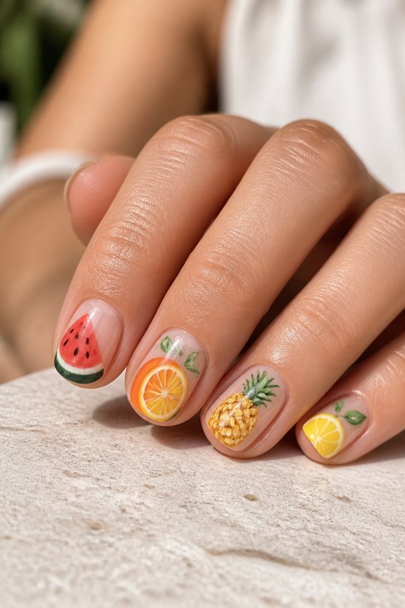 vibrant fruity nail art