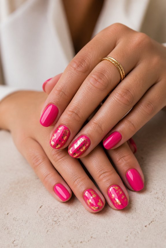 vibrant gold accented manicure