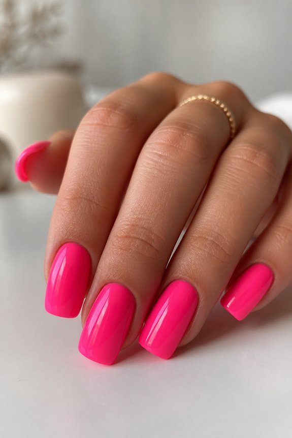 vibrant neon pink nails