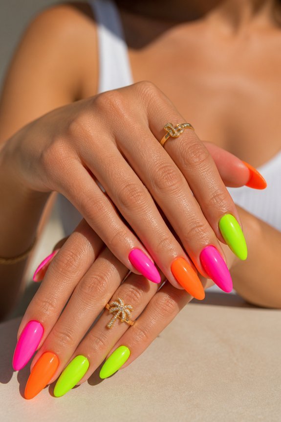 vibrant neon summer nails