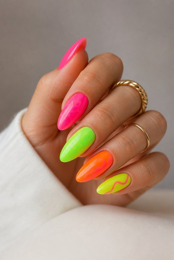 vibrant neon summer nails