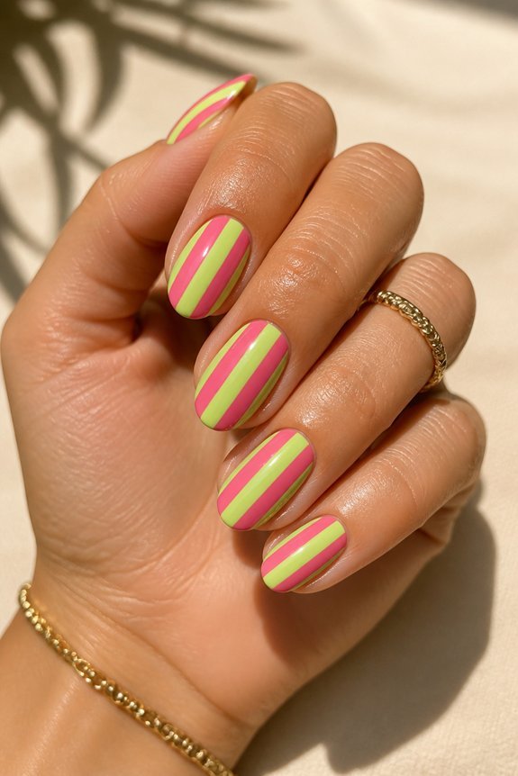 vibrant summer nail stripes
