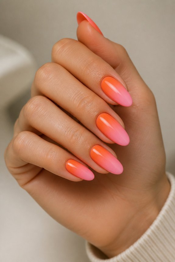 vibrant sunset ombre nails