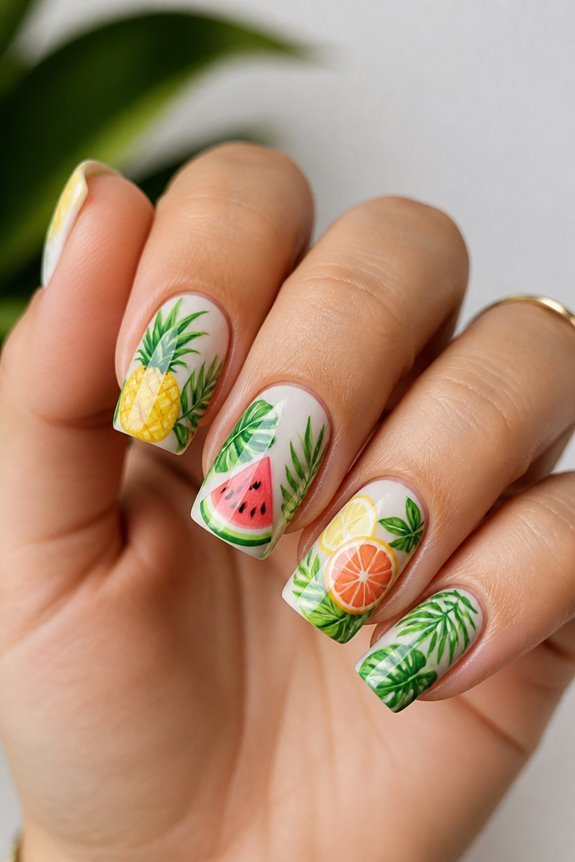 vibrant tropical nail designs