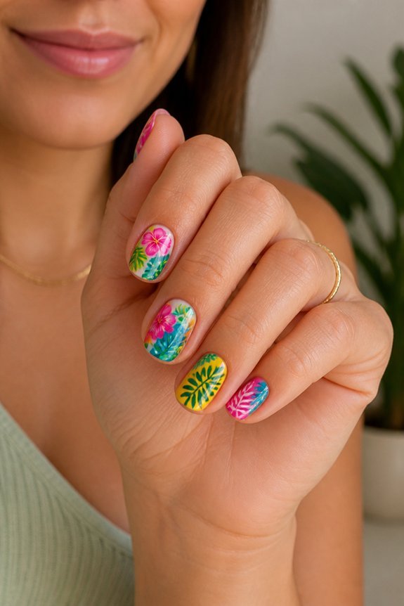vibrant tropical nail designs