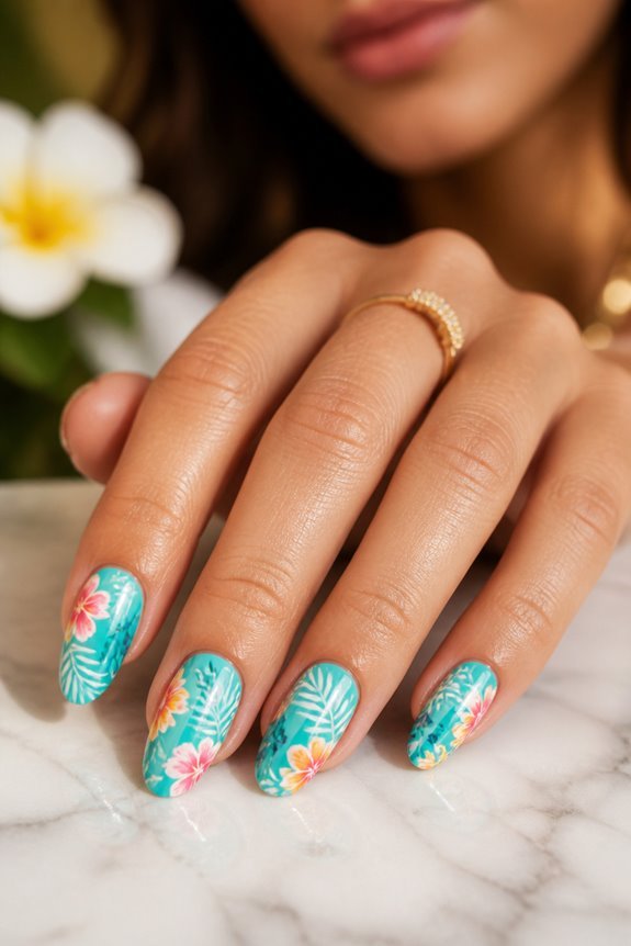 vibrant tropical nail designs