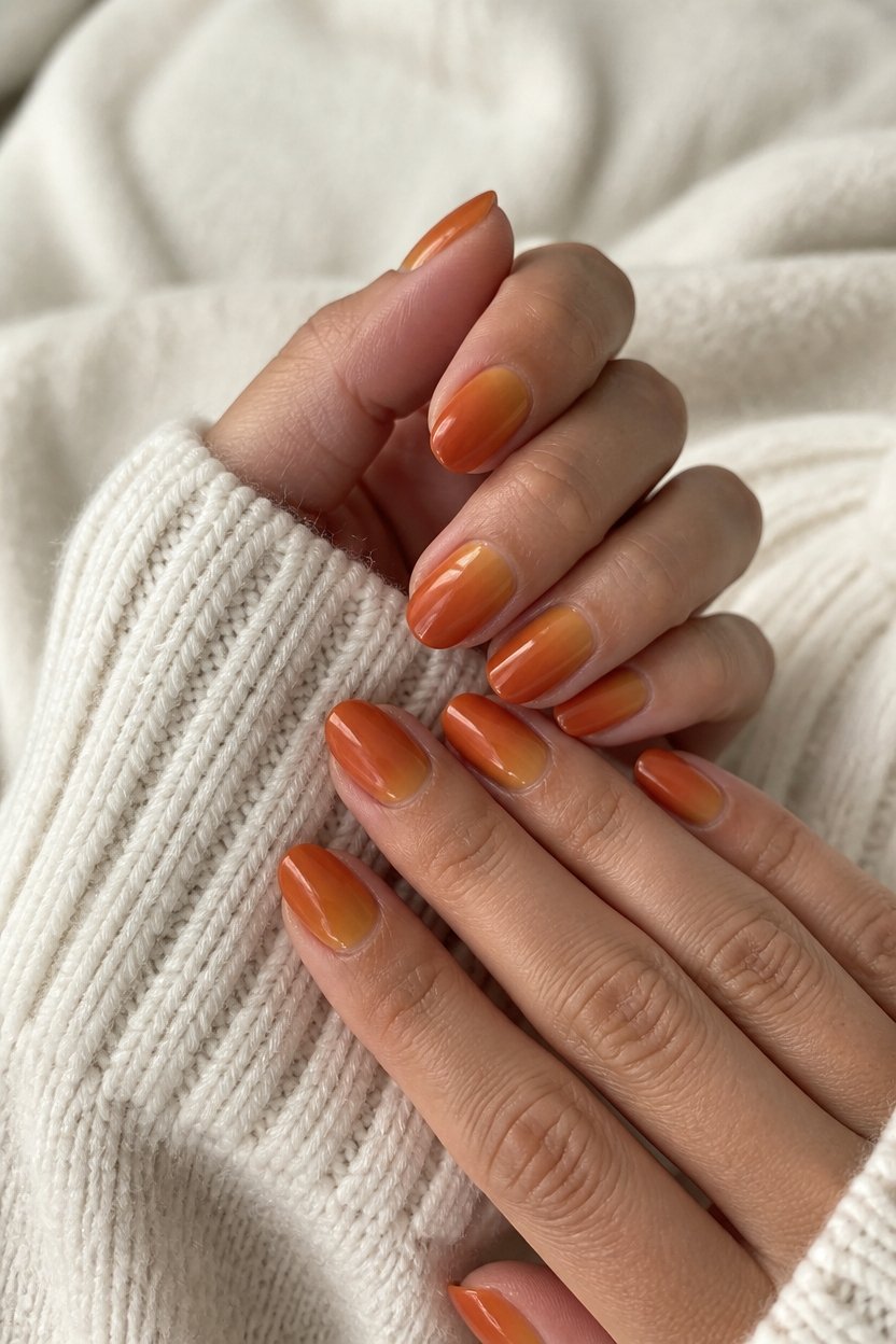 warm honey ombr nails