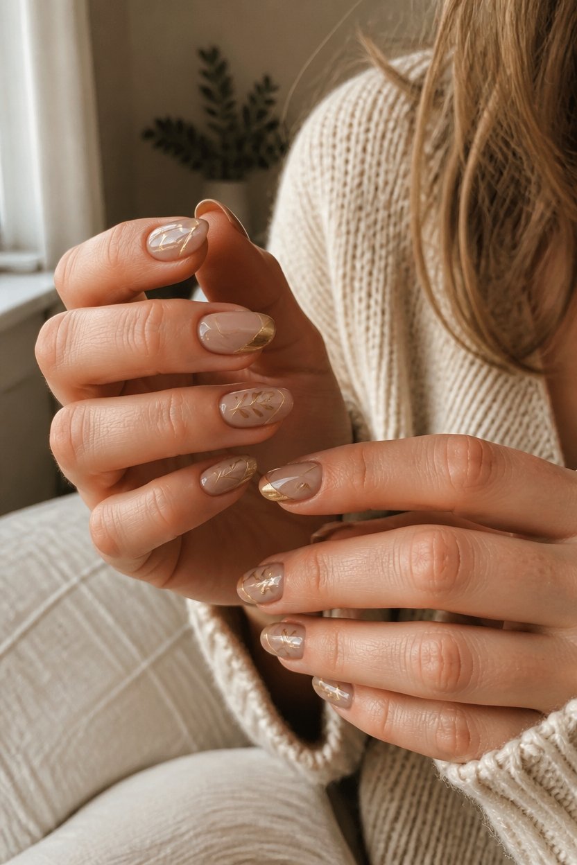 warm neutral fall nails