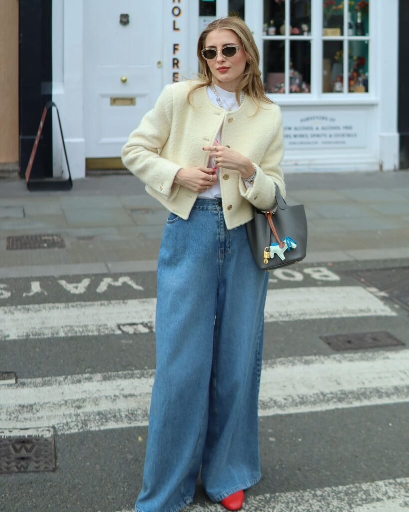 Brighten Wide-Leg Jeans With a Cream Cropped Jacket_valerie.kei