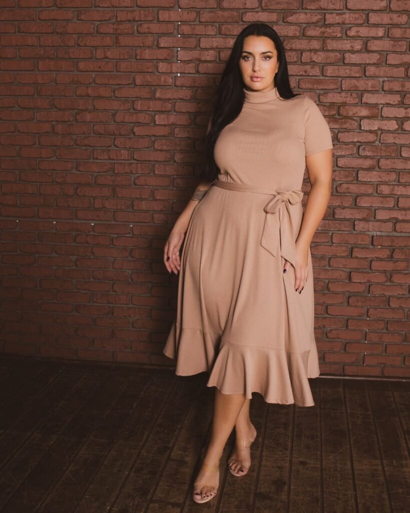 Choose a Camel Belted Midi Dress for Everyday Polish