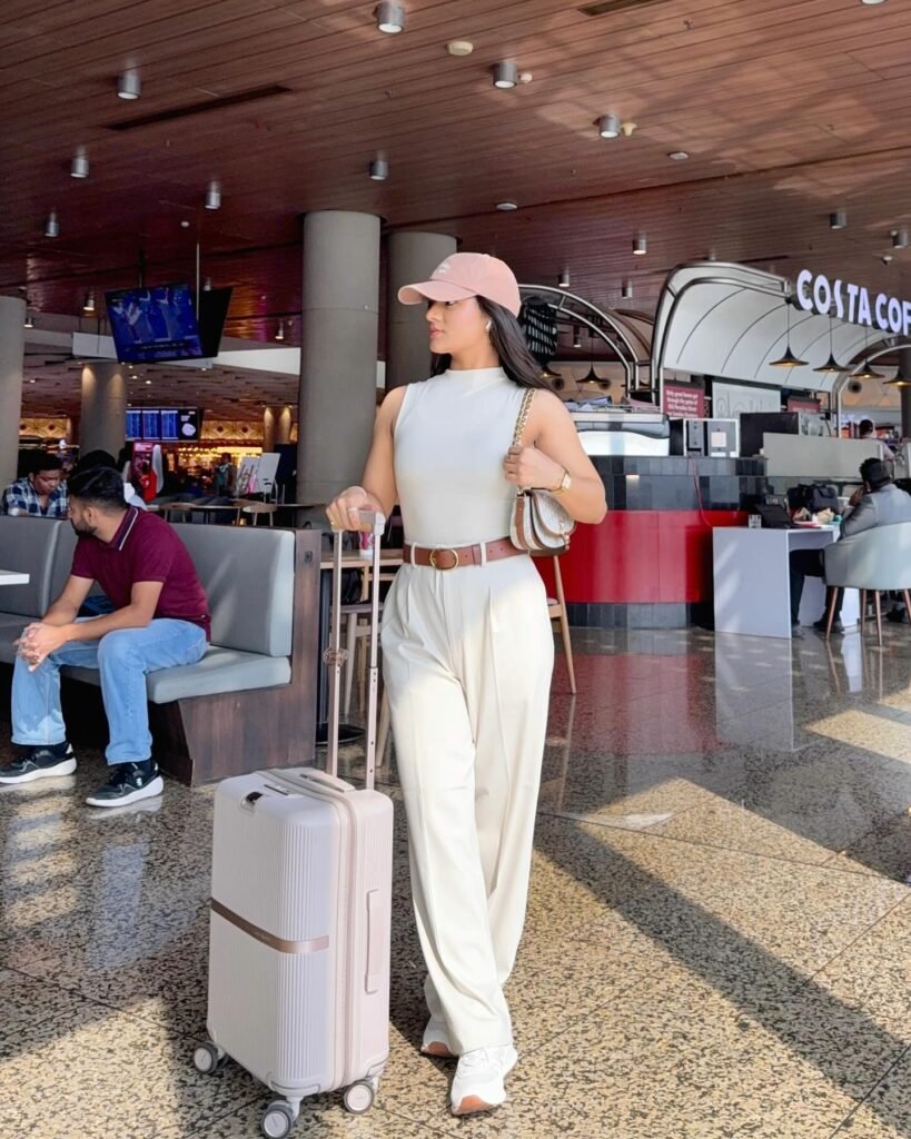 Cream Trousers and a Belted Tank
