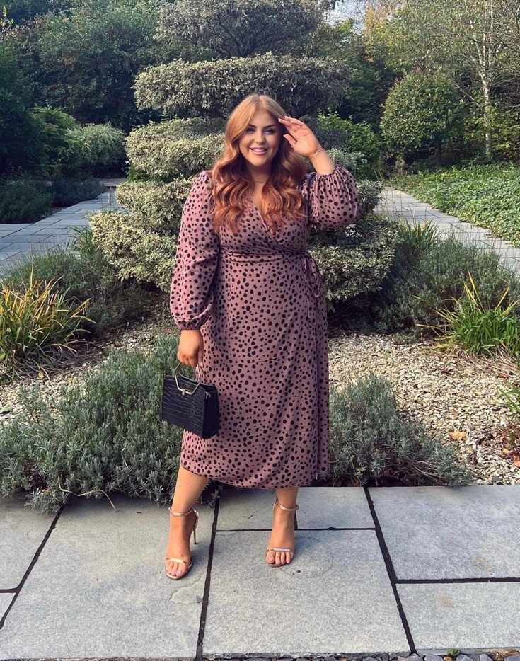 Define the Waist With a Polka-Dot Wrap Midi Dress