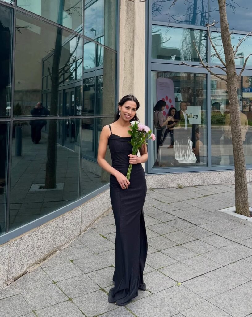 Fitted Black Floor-Length Gown With a Side Slit