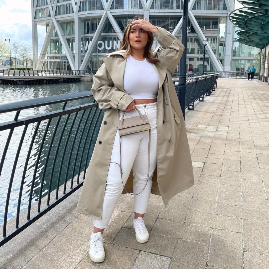 Layer a Beige Trench Over an All-White Base