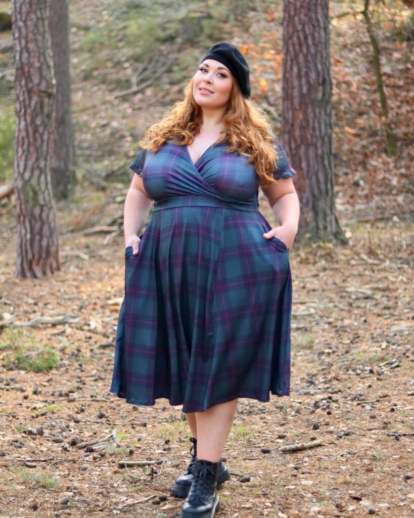 Wear a Plaid Wrap Dress With Chunky Boots