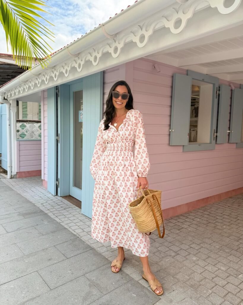 Wear a Soft Floral Maxi Dress for Shopping and Lunch