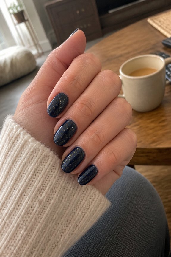 celestial navy gold nails