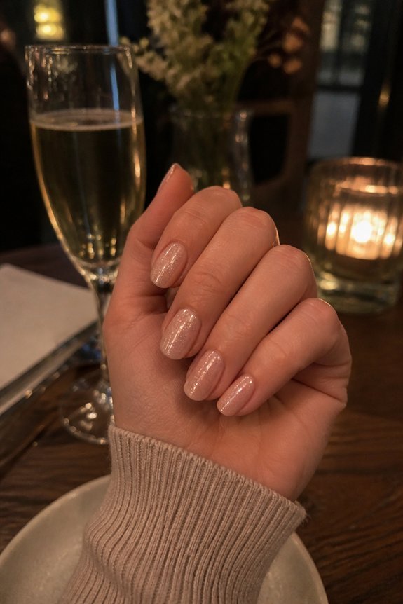 champagne gel nails shimmer