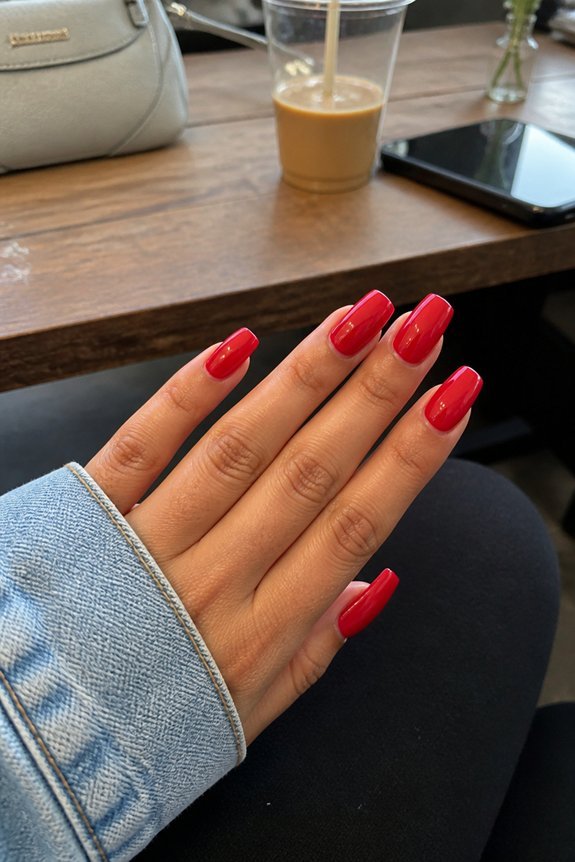 classic glossy red nails