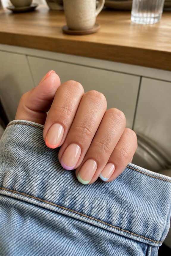 colorful french manicure tips