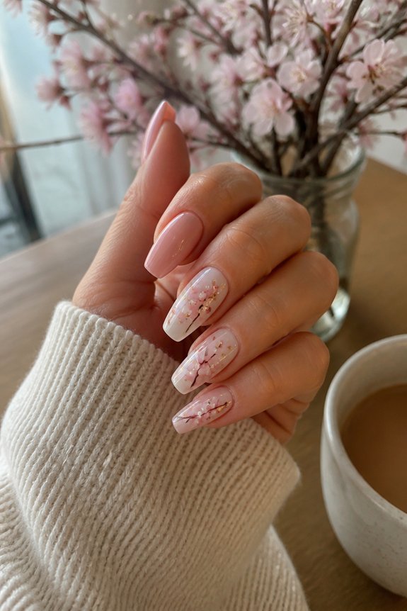 delicate cherry blossom nails