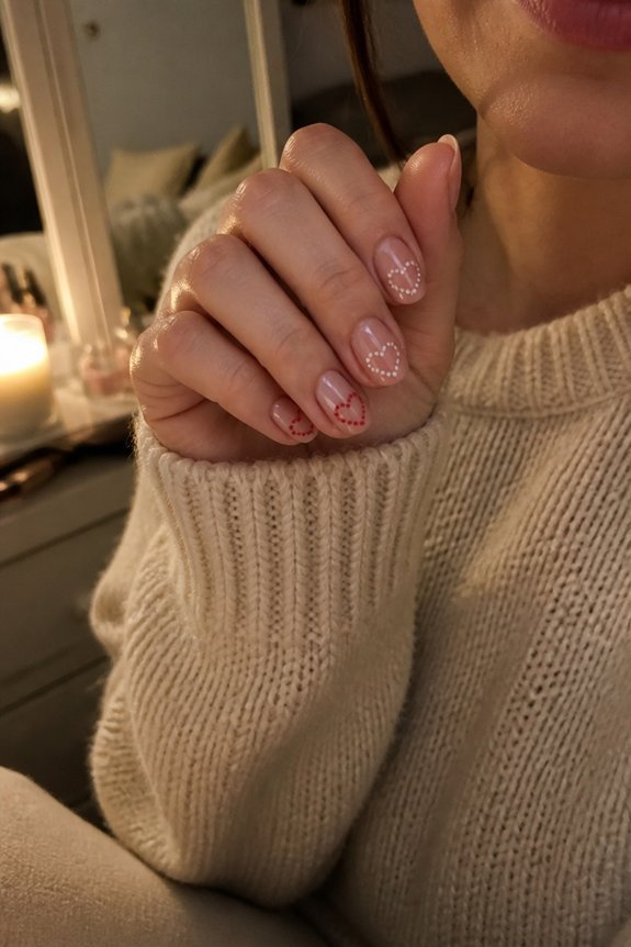 dotted heart nail design