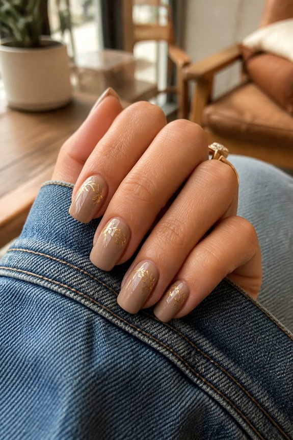 earthy gold leaf nails