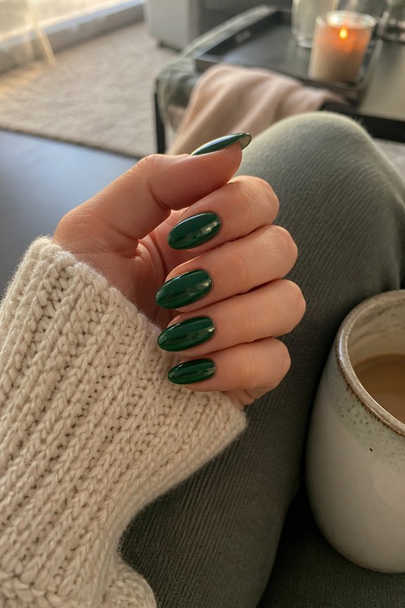 elegant deep emerald nails