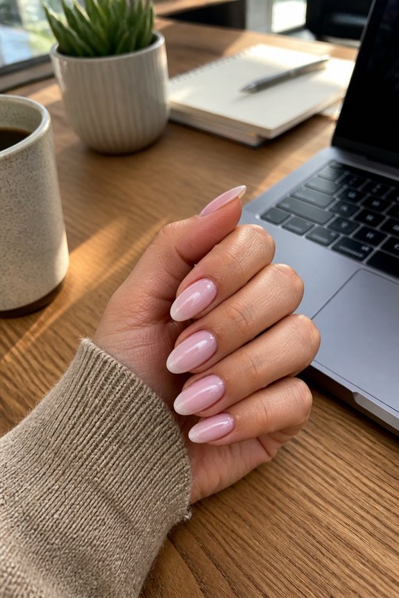 elegant glazed almond nails