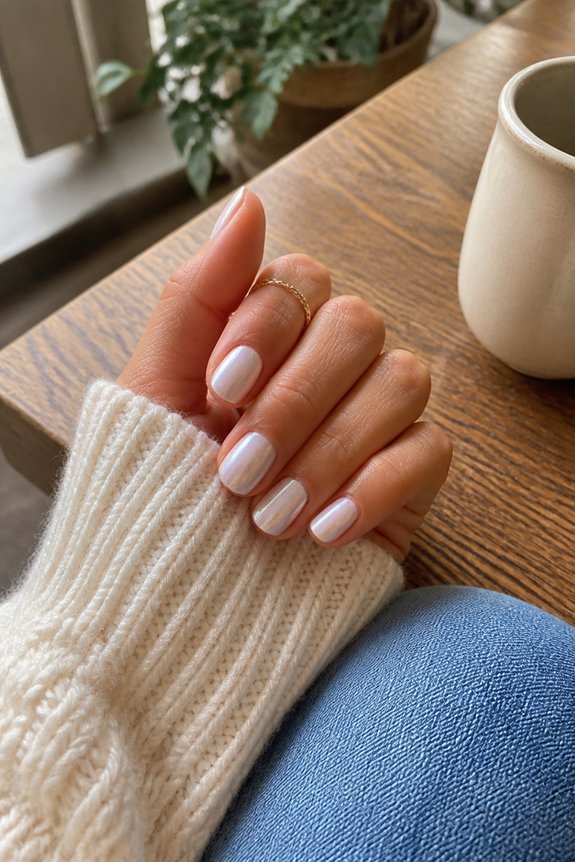 elegant pearl finish nails