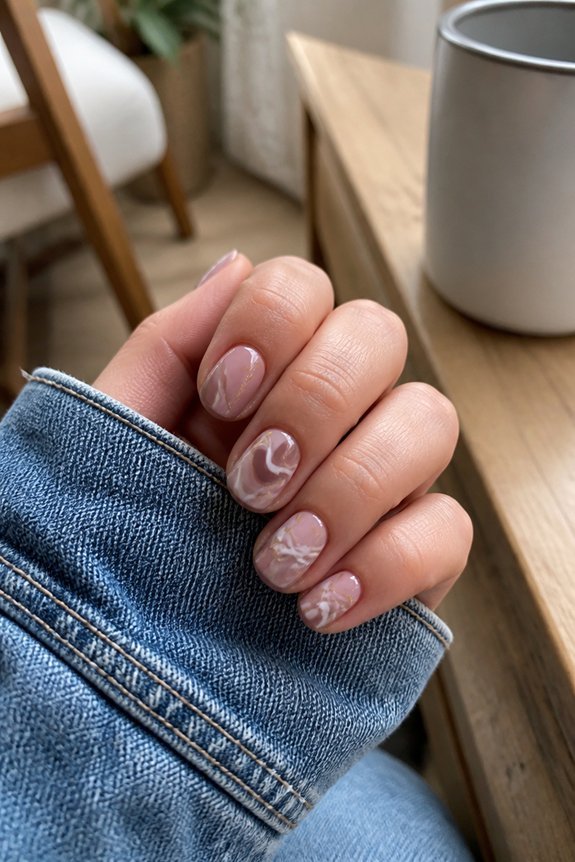 elegant short nail swirls