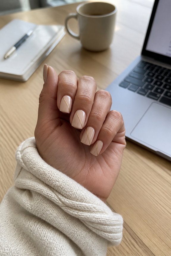 elegant single line nail art