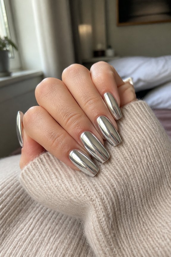 futuristic chrome gel nails