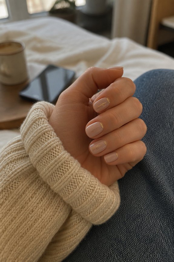 gold foil accent manicure