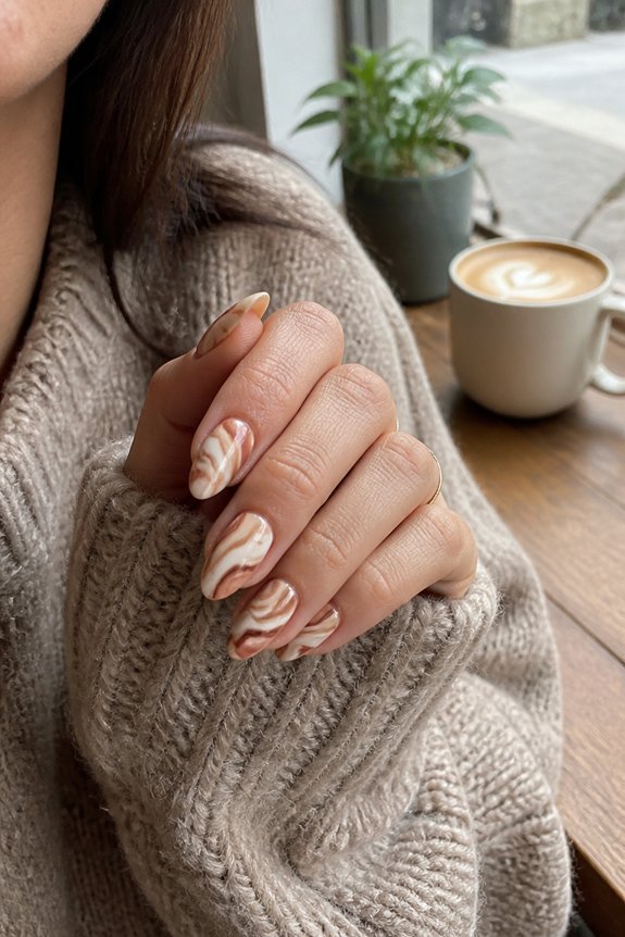hand painted abstract swirl nails