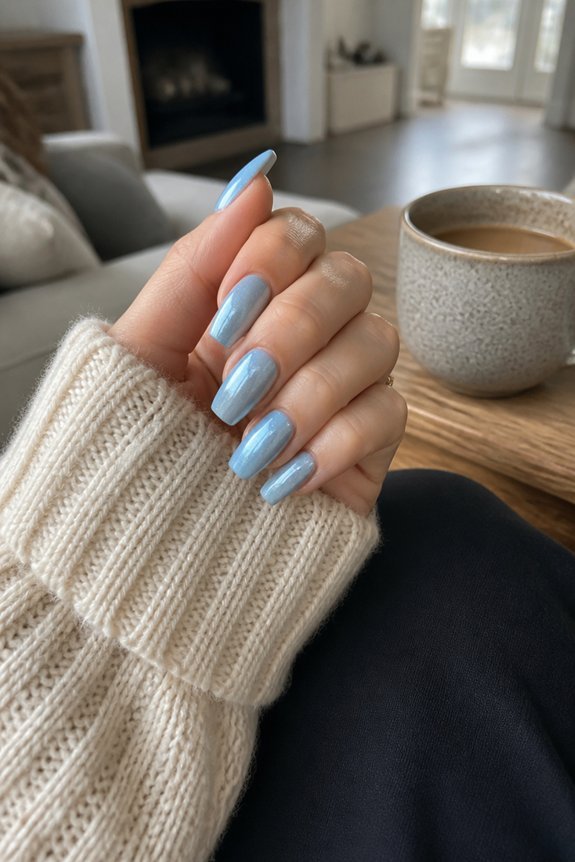 icy blue shimmer nails