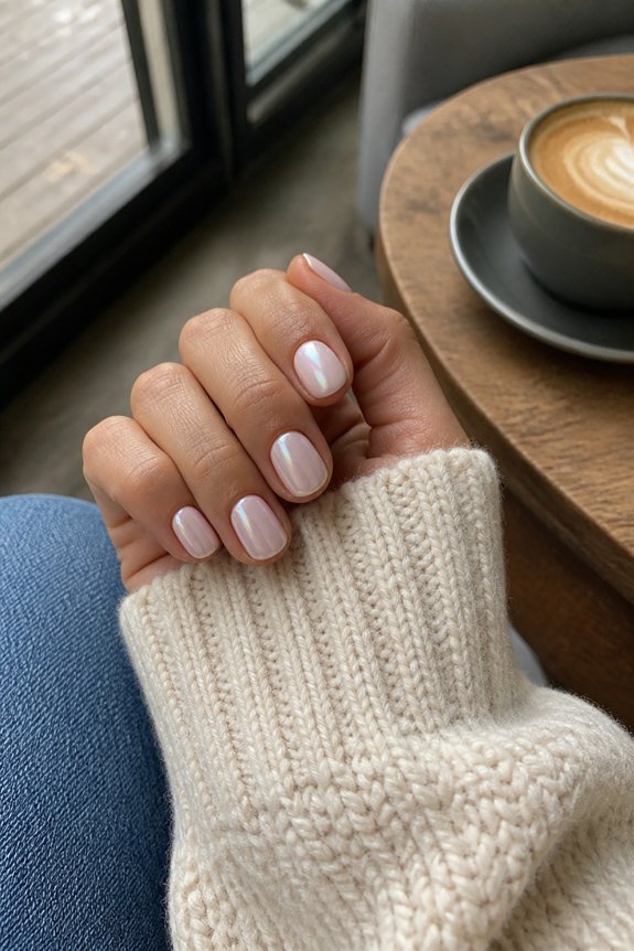 iridescent short donut nails