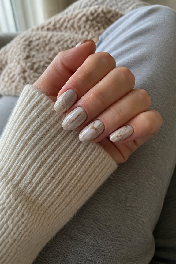 luxurious marble effect press ons
