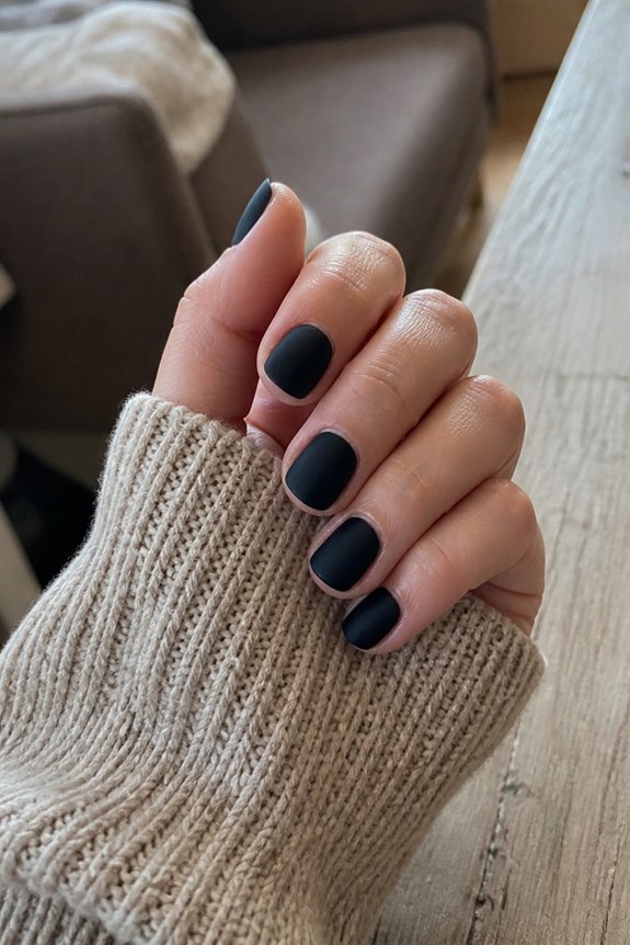 matte black edgy nails