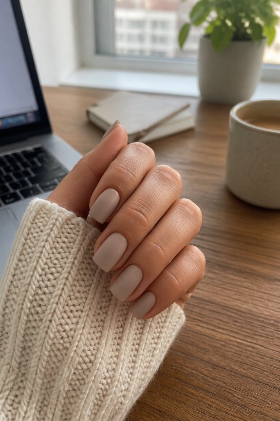 matte neutral press on nails