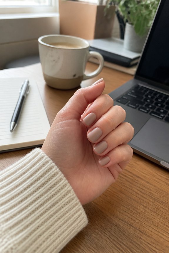 matte taupe office manicure