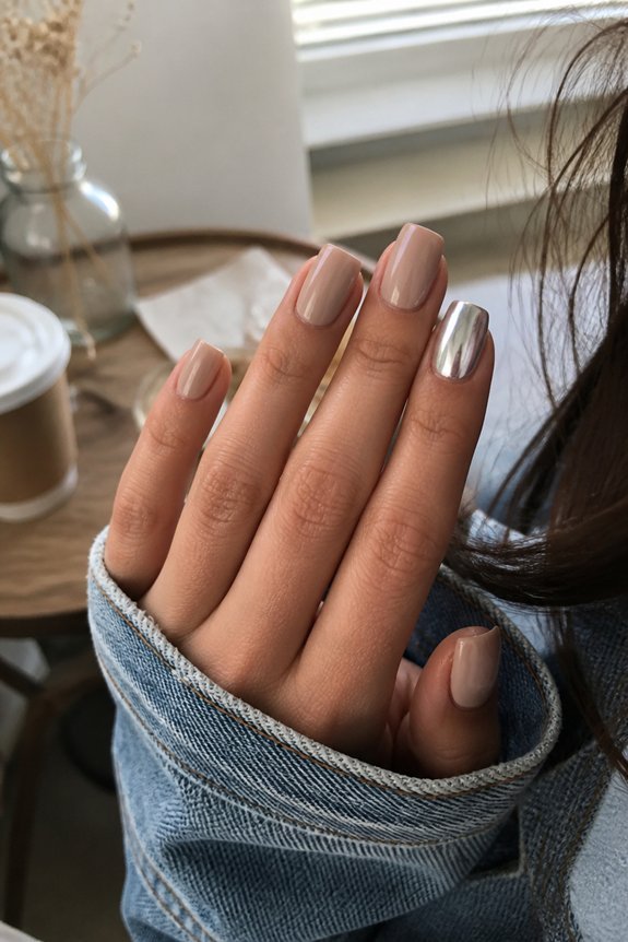 metallic accent on nude