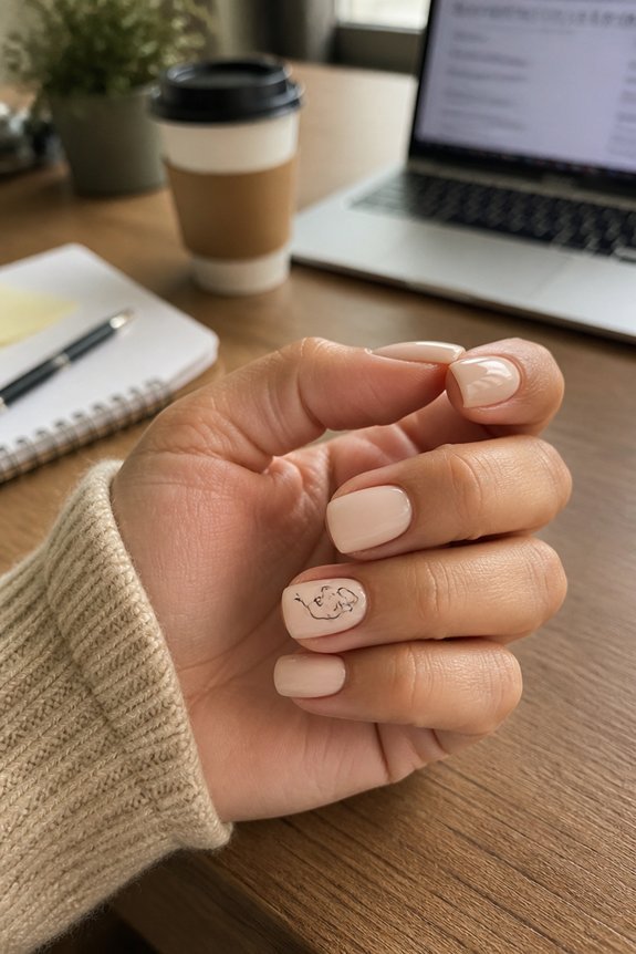 minimalist gold nail accent